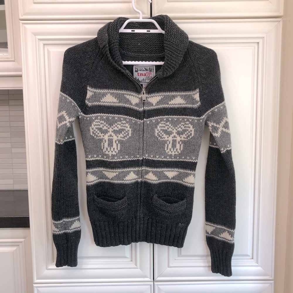 TNA women’s Sea to Sky lambswool cardigan sweater